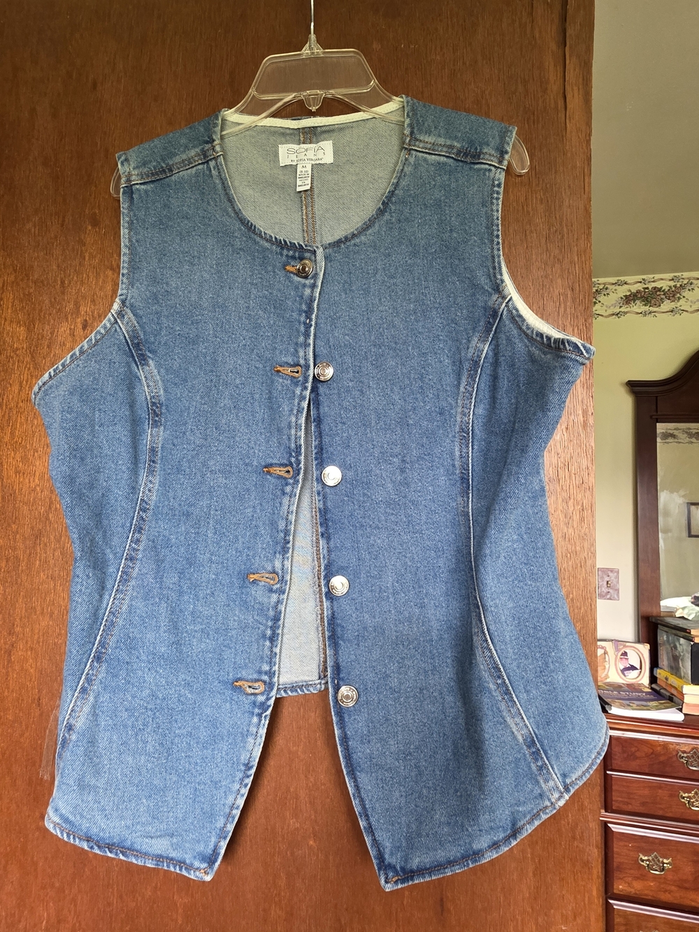 sofia by sofia vergara Blue Denim Sleeveless Vest